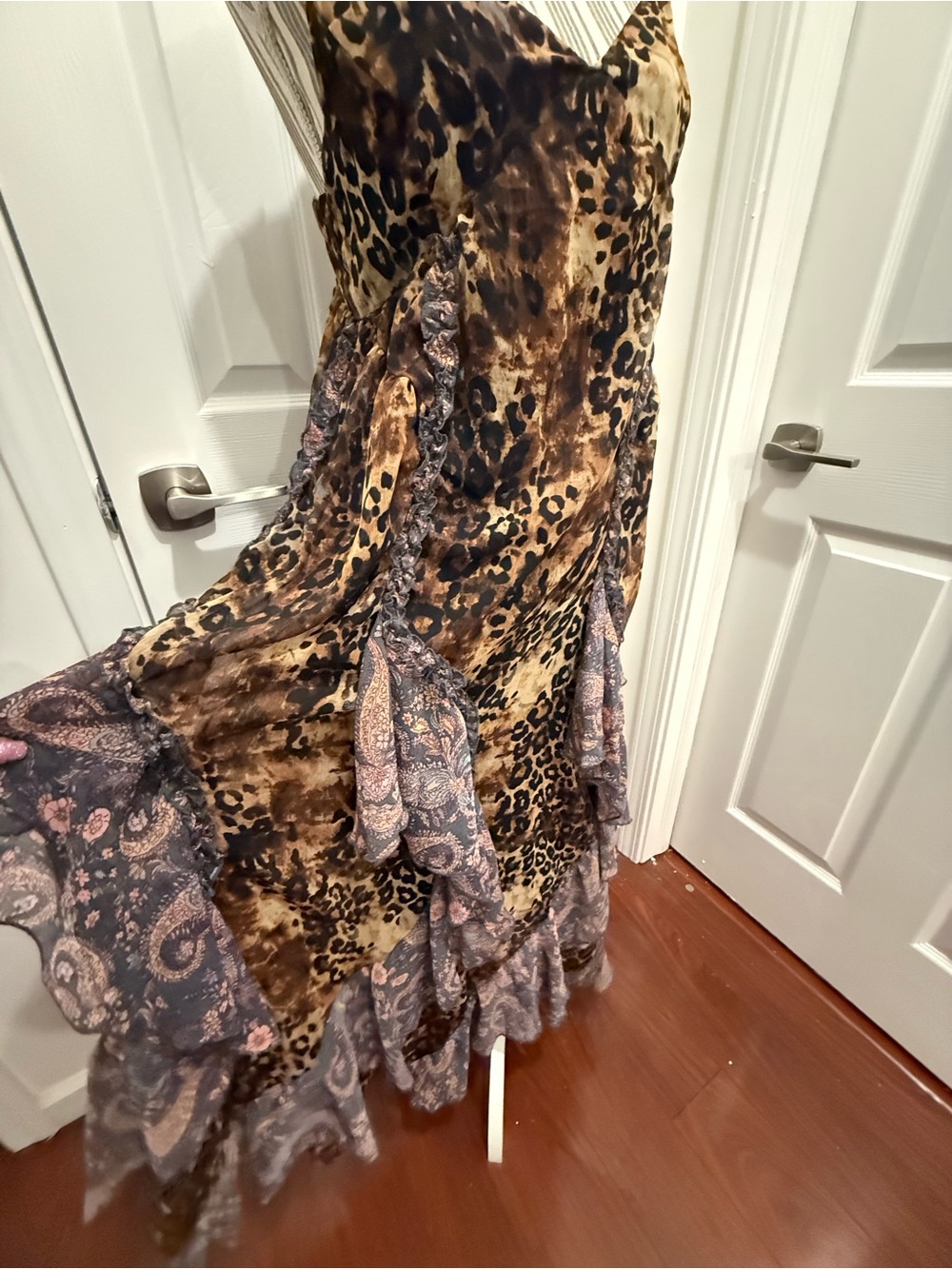 Anthropologie Ruffled Chiffon Maxi Dress leopard print and tiered ruffles Sm NWT - Picture 4 of 10